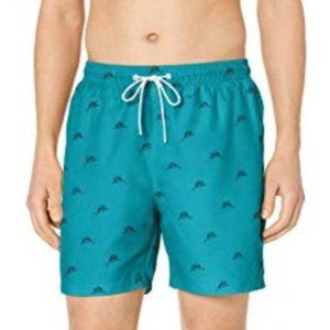 28 Palms Men's Tropical Hawaiian Print Swim Trunks